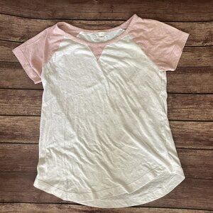 Women’s Gap Raglan Baseball Tshirt Shirt Pink White XS